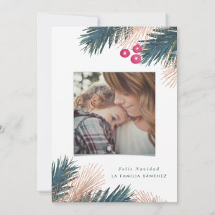 Pino y bayas de Navidad Holiday Card