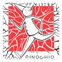 Pinocchio stikers square sticker