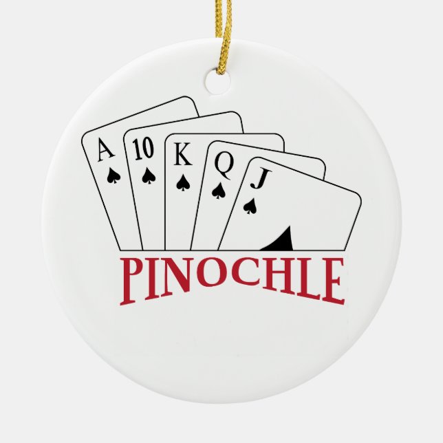 Pinochle Cards Ceramic Tree Decoration (Front)