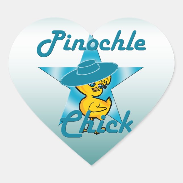 Pinochle Chick #7 Heart Sticker (Front)