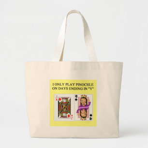 pinochle game player large tote bag