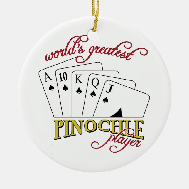 Pinochle Player Ceramic Tree Decoration (Front)