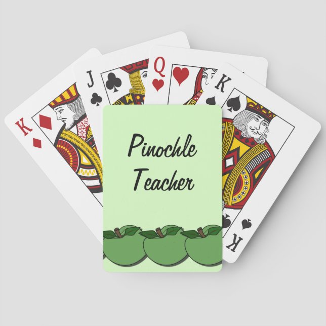 Pinochle Teacher Green Apples Bicycle Card Deck (Back)