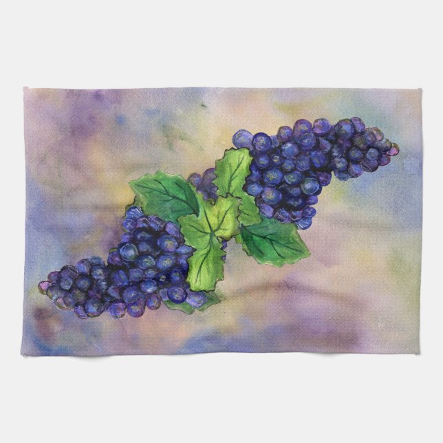 Pinot Grapes Red Wine Art Decor Kitchen Towels (Horizontal)