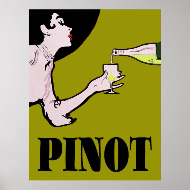 Pinot Wine Vintage Lady Posters (Front)