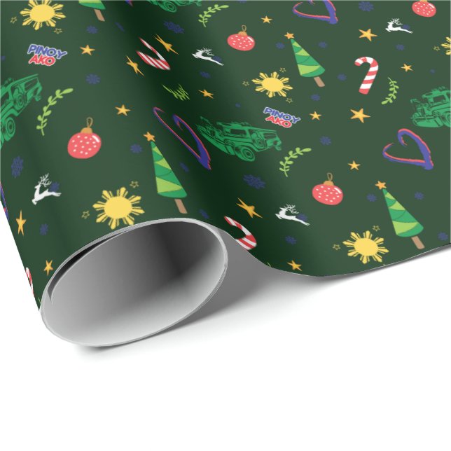 Pinoy Ako Filipino Christmas Pattern Wrapping Paper (Roll Corner)