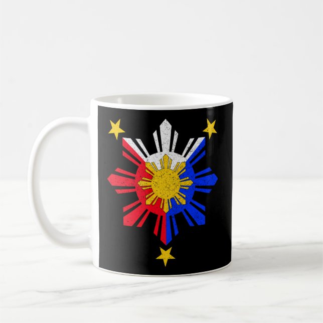 Pinoy Filipino Philippine Flag Sun Coffee Mug (Left)