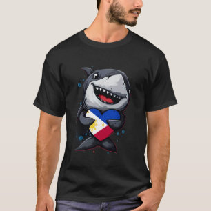 Pinoy Roots Shark Heart Philippines Flag Filipino T-Shirt