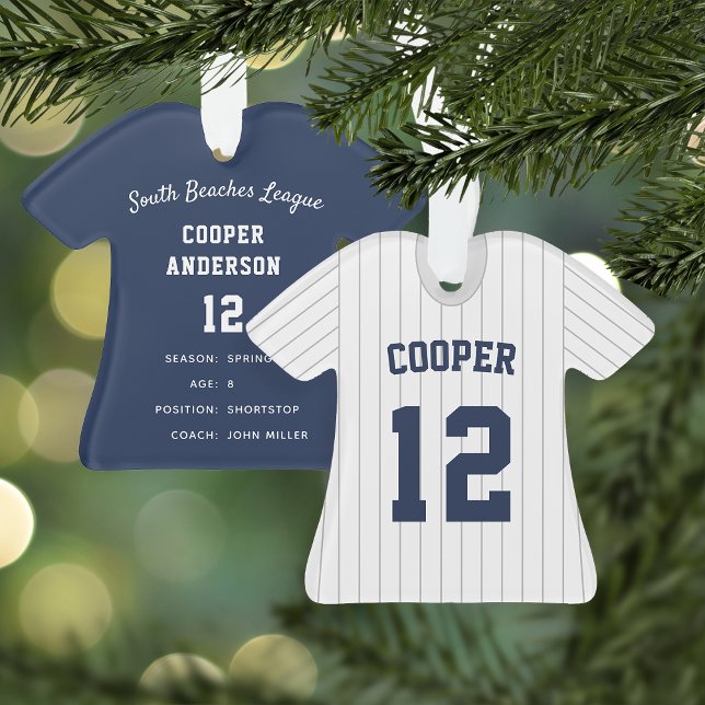 Pinstripe Baseball Jersey Player Stats Ornament (Creator Uploaded)
