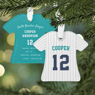 Pinstripe Baseball Jersey Player Stats Ornament