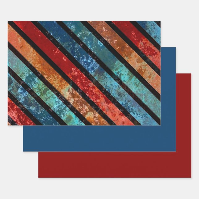 Pinstripe Contemporary Masculine Design Wrapping Paper Sheet (Set)