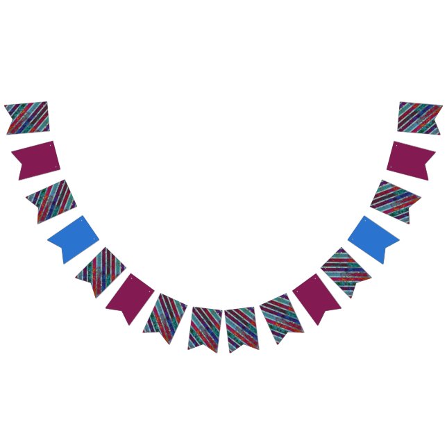 Pinstripe Contemporary Wine Blue / Mixed Design Bunting (All)