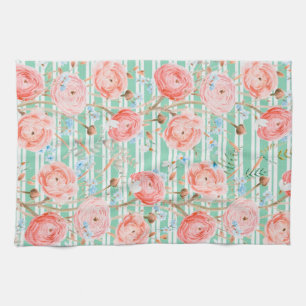 Pinstripe Floral Pattern Kitchen Towel
