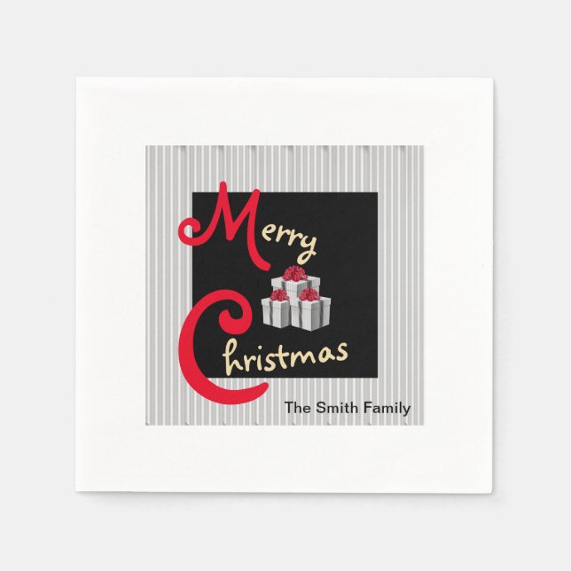 PinStripe Holiday Napkin (Front)