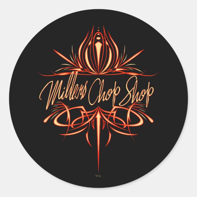 Pinstripe Logo I Classic Round Sticker (Front)