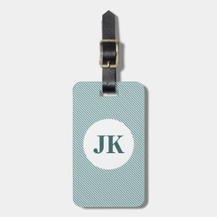 Pinstripe luggage tag with personalizable monogram