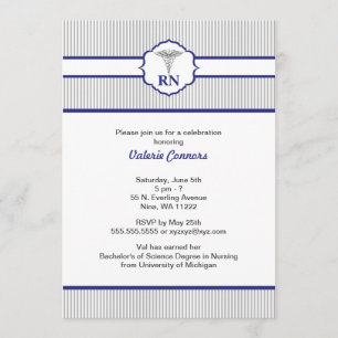 Pinstripe Nurse Graduation Celebration Invites