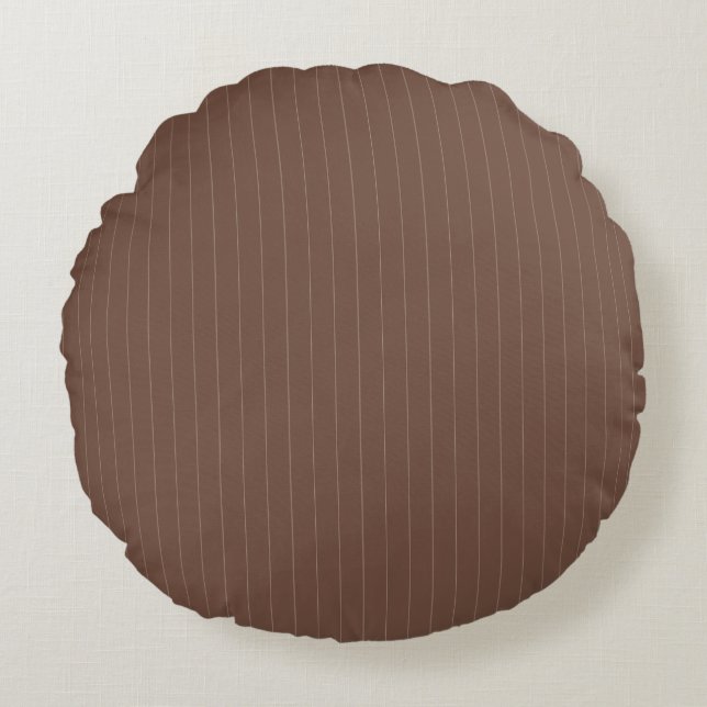 Pinstripe Pillow Round – Beige on Brown (Front)