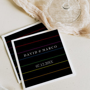 Pinstripe Pride Colours LGBT Wedding Napkin