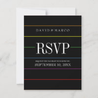 Pinstripe Pride Colours RSVP Gay Wedding