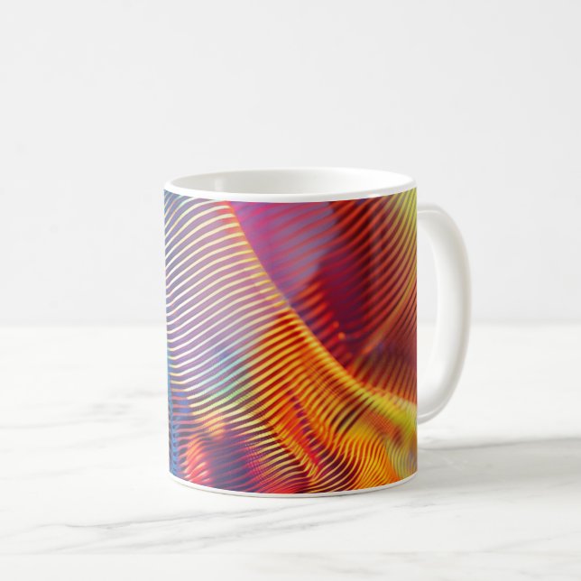 Pinstripe Rainbow Digital Art Coffee Mug (Front Right)