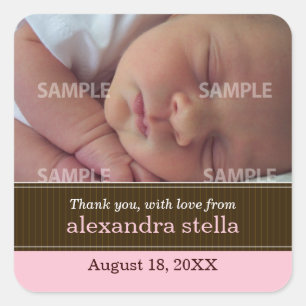 Pinstripe Ribbon Baby Message Sticker