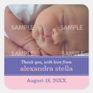 Pinstripe Ribbon Baby Message Sticker