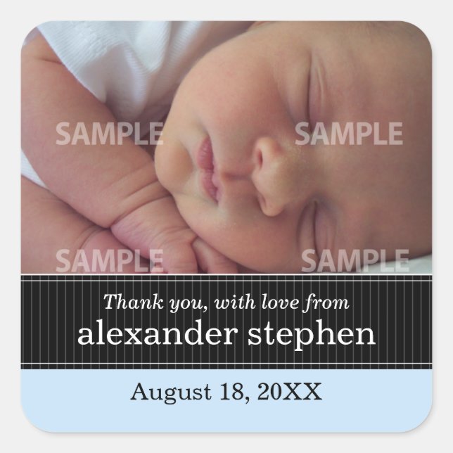 Pinstripe Ribbon Baby Message Sticker (Front)