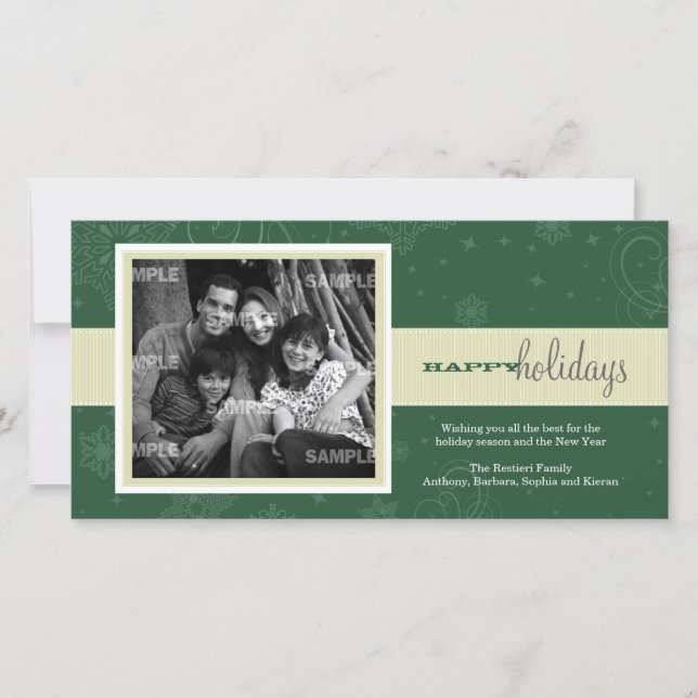 Pinstripe Ribbon Holiday Photo Card (Front)