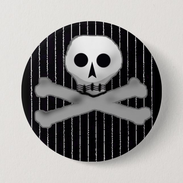 pinstripe skully 7.5 cm round badge (Front)