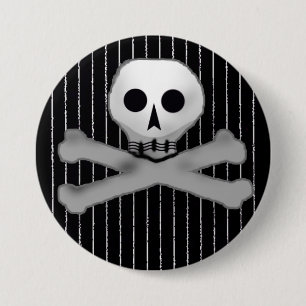 pinstripe skully 7.5 cm round badge