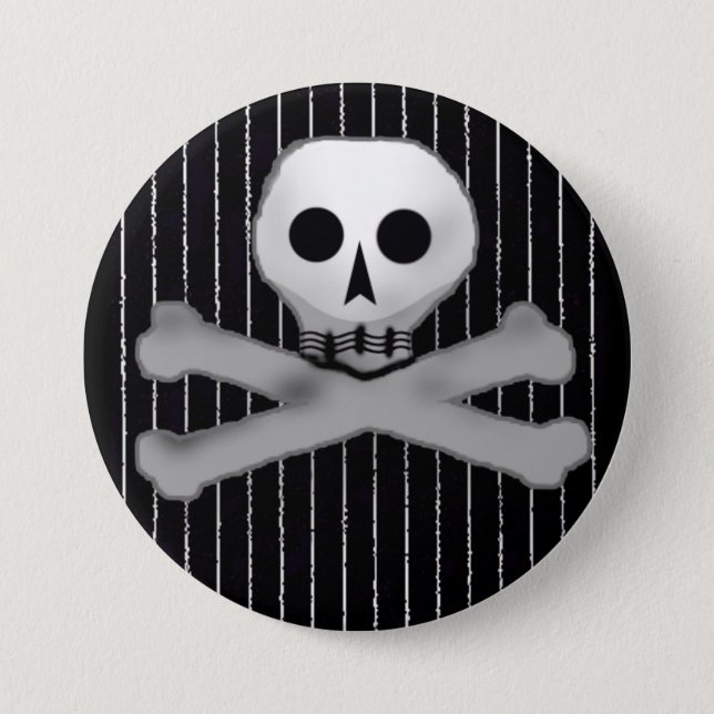 pinstripe skully 7.5 cm round badge (Front)