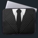 Pinstripe Suit and Tie Cool 15 Inch Laptop Sleeves<br><div class="desc">© Sunny Mars Designs - Pinstripe Suit: Black and Grey Laptop Sleeves - Cool custom laptop sleeves with a masculine man's business black and grey pin stripe suit, a black tie and buttons. Perfect for business men and women, people into men's fashion or any professional looking for something cool or...</div>
