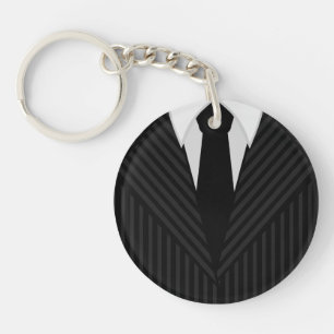Pinstripe Suit And Tie Round Two Sided Keyrings