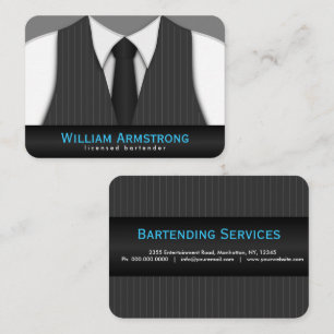 Pinstripe Suit Tie Large Bartender Business Cards