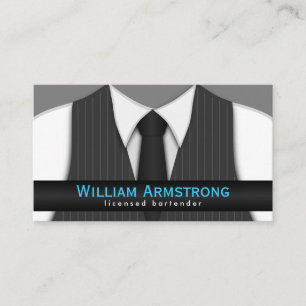 Pinstripe Suit Vest Tie Bartender Business Cards