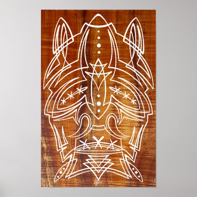 Pinstriped Shrunken Head Tiki Poster (Front)