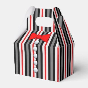 Pinstripes And A Red Bow Tie Favour Box