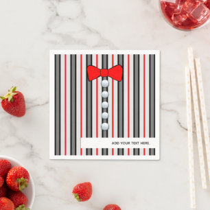 Pinstripes And A Red Bow Tie Napkin