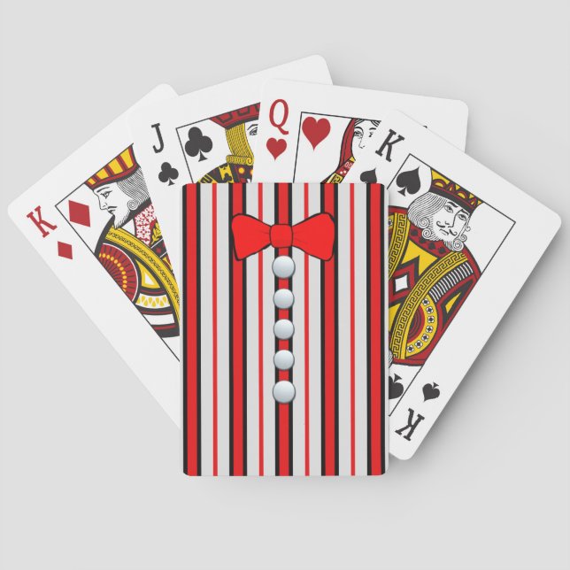 Pinstripes And A Red Bow Tie Playing Cards (Back)