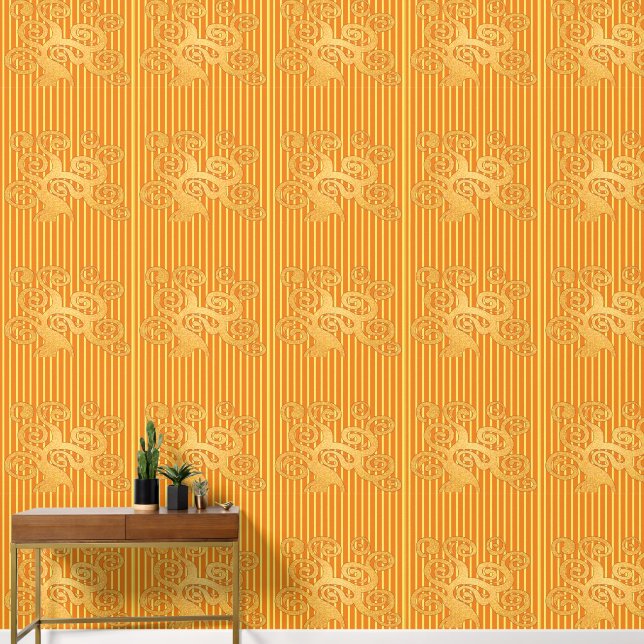 Pinstripes and golden tree Wallpaper  (Hallway)