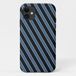 Pinstripes blue black white diagonal stripes iPhone 11 case