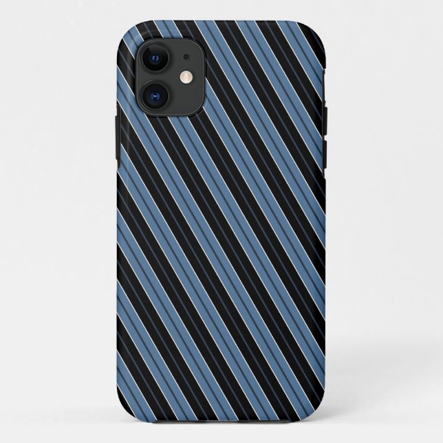 Pinstripes blue black white diagonal stripes Case-Mate iPhone case (Back)