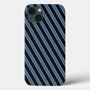 Pinstripes blue black white diagonal stripes iPhone 13 case