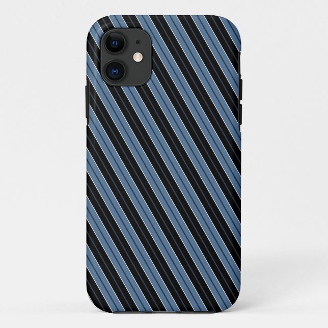 Pinstripes blue black white diagonal stripes Case-Mate iPhone case (Back)