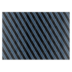 Pinstripes blue black white diagonal stripes cutting board