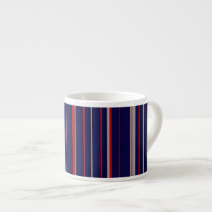Pinstripes, colors red, navy, gray espresso cup
