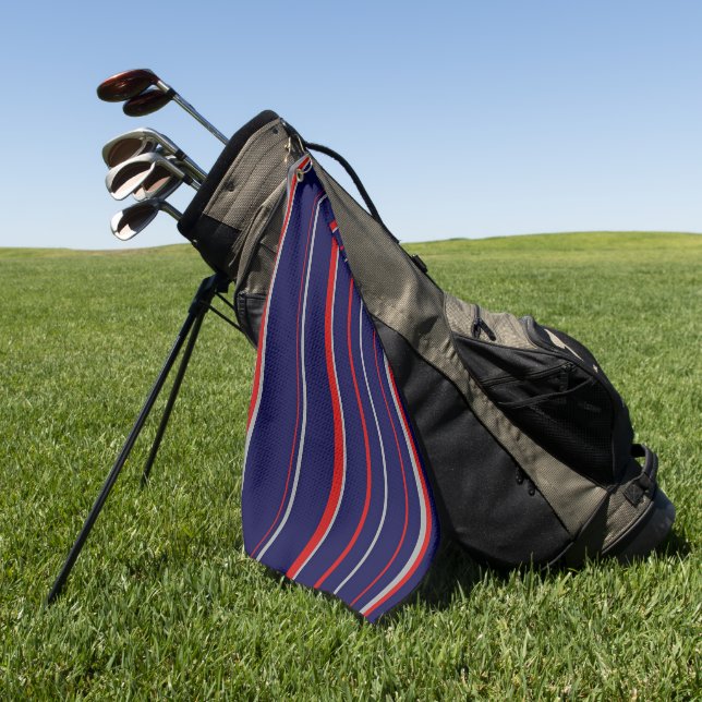 Pinstripes, colours red, navy, grey golf towel (Green)