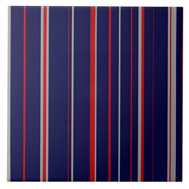 Pinstripes, colours red, navy, grey tile (Front)