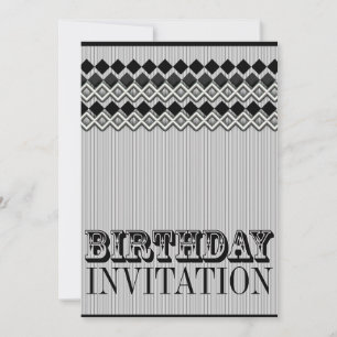 Pinstripes + Diamonds Birthday Party Invitations